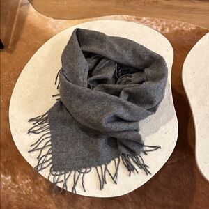 WILFRED The Classic Wool Fringe Scarf Aritzia Triangle Grey